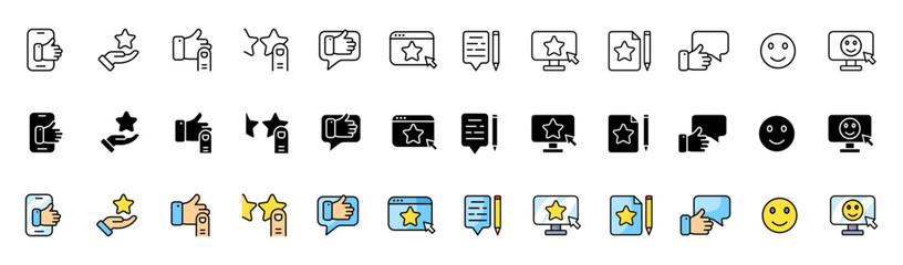 Poster - Estimation icons collection. Linear, silhouette and flat style. Vector icons