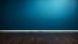 © drdigitaldesign - Blue Wall with wooden Flooring. Empty Room for Product Presentation