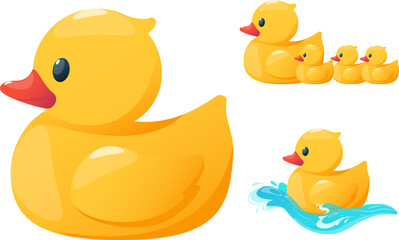 set of yellow rubber duck toys