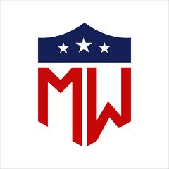 Patriotic MW Logo Design. Letter MW Patriotic American Logo Design for Political Campaign and any USA Event.