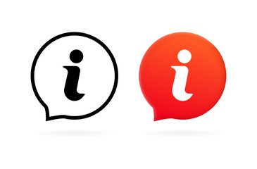 Poster - Information speech bubble button. Information buttons. Linear and flat style. Vector icons