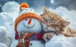 Chronicles the Affectionate Bond Between a Cat and a Snowman, Generative ai.