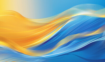 Wall Mural - abstract background, blue and yellow gradient, light waves, curved lines, smooth curves, gradient ba