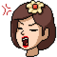 Canvas Print - pixel art of girl angry expression