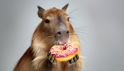 Capybara Indulging in Delicious Donuts