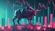 © BrilliantPixels - Stock market bull market. Uptrend charts on the investment platform. Bullish and bearish market illustration.