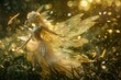 A fairy, the whole is made of transparent material, all parts and internal structure are clearly visible, the background is an enchanted forest