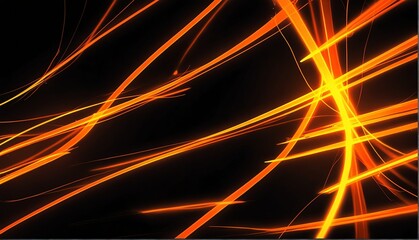 orange neon rays zoom motion effect on plain black background from Generative AI