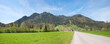 Road to the parking lot at the Brauneck mountain railway, Lenggries spring landscape