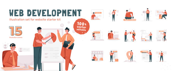 Business profile illustration starter kit for empty space or header website pages