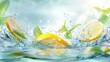 Dynamic Lemon and Mint Water Splash Scene