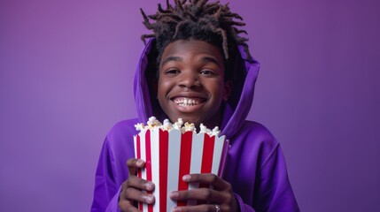 Canvas Print - Teen Enjoying a Movie Snack