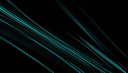 Wall Mural - teal speed line motion effect on plain black background from Generative AI