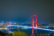 Istanbul view at night. Bosphorus Bridge or 15th july martyrs' bridge