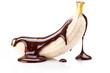 banana with chocolate isolated on a white background. close-up