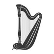 © NikahGeh - Silhouette ancient harp black color only