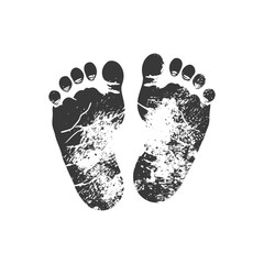 Wall Mural - silhouette baby footprints black color only