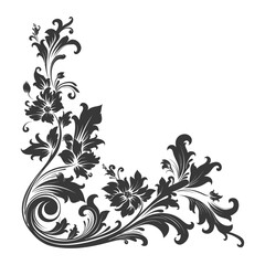 Naklejka na meble Silhouette Baroque ornament for corner with filigree floral element black color only