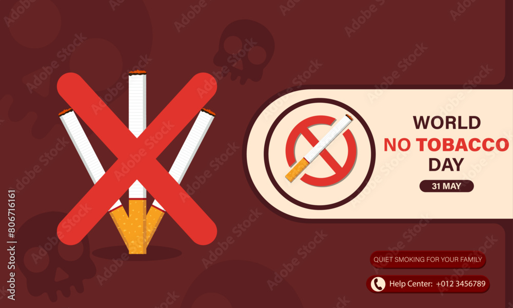 illustration on world no tobacco day campaign horizontal banner ...