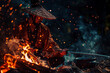 Samurai Meditating Beside a Campfire Under a Starry Sky