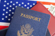 US passport with USA dollar money, American citizen in United States of America.