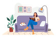 2403 m10 S ST Woman reading book at home.eps