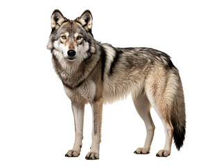  a wolf standing on a white background