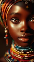 Wall Mural - Portrait of a beautiful african young woman in traditional clothes. Close-up.