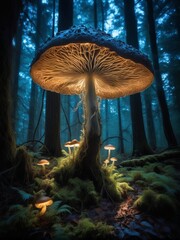 Wall Mural - mushrooms in the forest