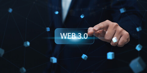 Poster - Virtual Reality in Web 3.0: Business Person Engaging with Future Blockchain Business Technology