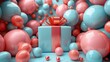 Colorful Gift Box with Balloons for a Festive Celebration