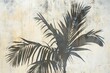 Palm tree silhouette on textured wall in soft light