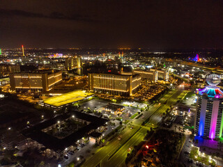 Aerial view of Kissimmee, Florida cityscape at night