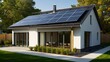 © sitifatimah - Modern house with solar panels and landscaped garden under clear sky