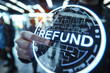 Futuristic digital hologram of refund  technology for financial transactions concept