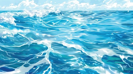 Wall Mural - Blurred Transparent Blue Colored Water Offers A Sense Of Calm And Serenity, Inviting Reflection And Introspection, Cartoon Background