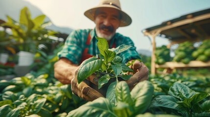 Wall Mural - a farmer, farmland ,blue sky, aesthetic, national geography, masterpiece.