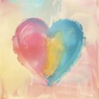 A heart painted in blue, pink and yellow