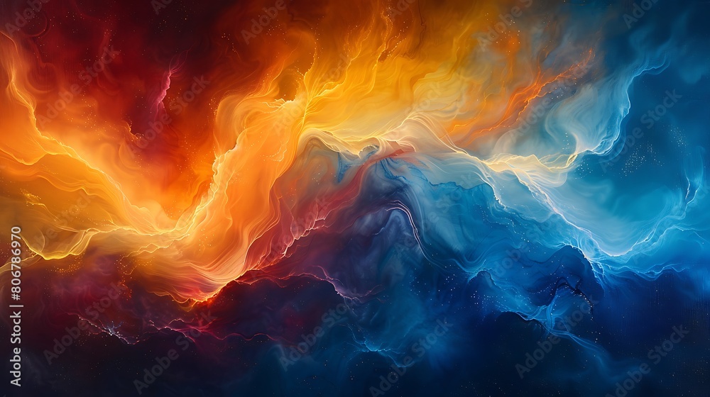 Topaz Abstract Color An abstract painting depicting swirling smoky effects, with deep and ...