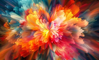 Aufkleber - Explosion of Color in Abstract Floral Art