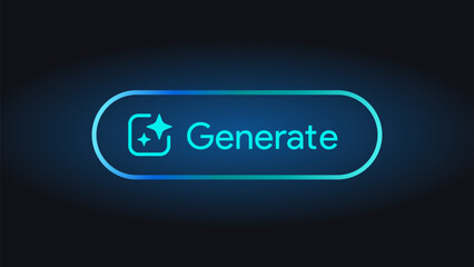 Fototapete - Generate AI button. LLM artificial intelligence icon. Machine learning generator. Generate text and image pressbutton prompt. Magic stars sign. Chat brain assistant. Vector illustration.