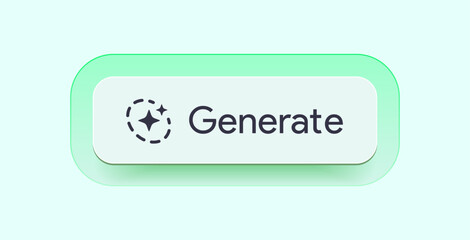 Fototapete - Generate AI button. LLM artificial intelligence icon. Machine learning generator. Generate text and image pressbutton prompt. Magic stars sign. Chat brain assistant. Vector illustration.