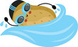 Funny potato sportsman character mascot swimming