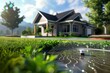 smart home irrigation efficient lawn watering with modern sprinkler system 3d illustration