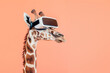 Giraffe with VR headset, AI generative art