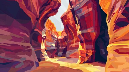 Famous Antelope Canyon As An Abstract Background Wall, Cartoon Background