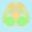 Digital illustration in an abstract style of symmetrical figures in yellow-green tones. 3d rendering