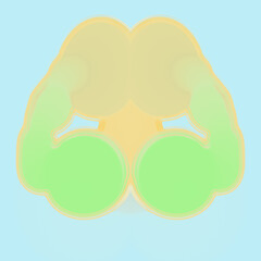 Fototapete - Digital illustration in an abstract style of symmetrical figures in yellow-green tones. 3d rendering