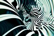 Dynamic abstract zebra stripes black and white tint green wallpaper design background 