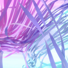 Poster - Pink and blue strips of fabric float in space. 3d rendering digital illustration background